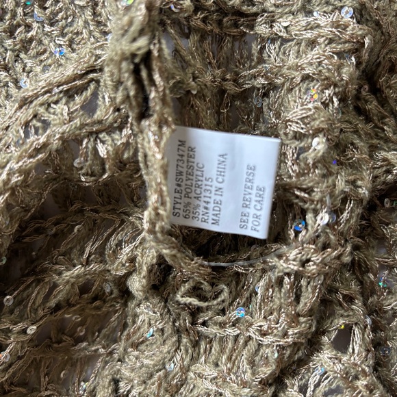 Inseparable Dazzling Gold Khaki Open-work sweater top Large - Picture 4 of 5